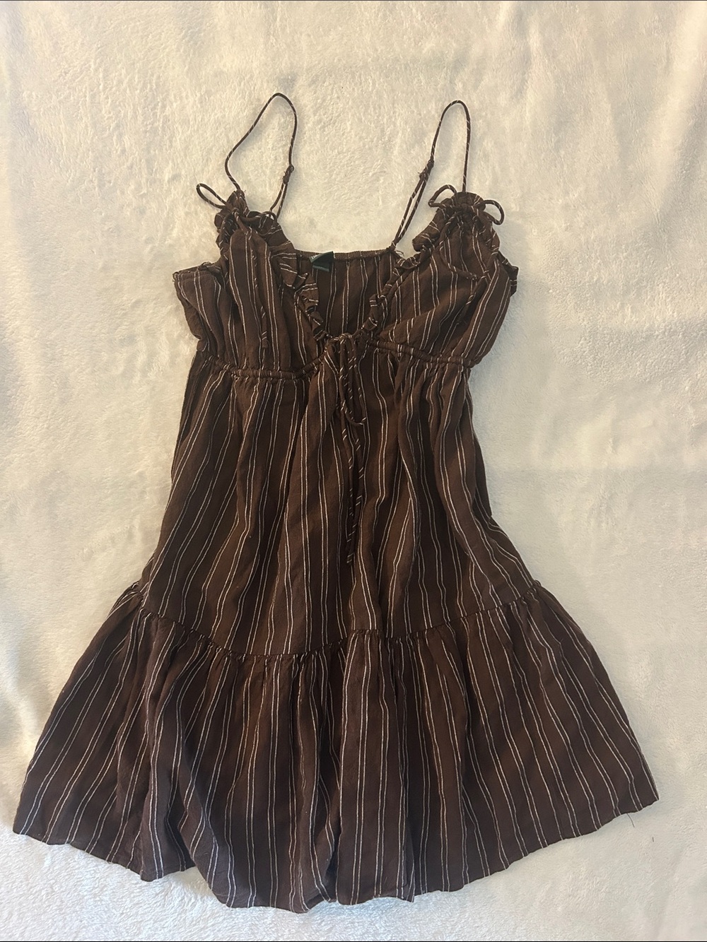 wild fable Brown Striped Spaghetti Strap Mini Dress